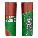 Ibrahim Traore Burkina Faso Fearless Leadership Skinny Tumbler West African Tribal Pattern And Patriotic Camo Art