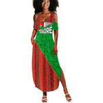 Ibrahim Traore Burkina Faso Fearless Leadership Summer Maxi Dress West African Tribal Pattern And Patriotic Camo Art