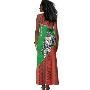Ibrahim Traore Burkina Faso Fearless Leadership Tank Maxi Dress West African Tribal Pattern And Patriotic Camo Art