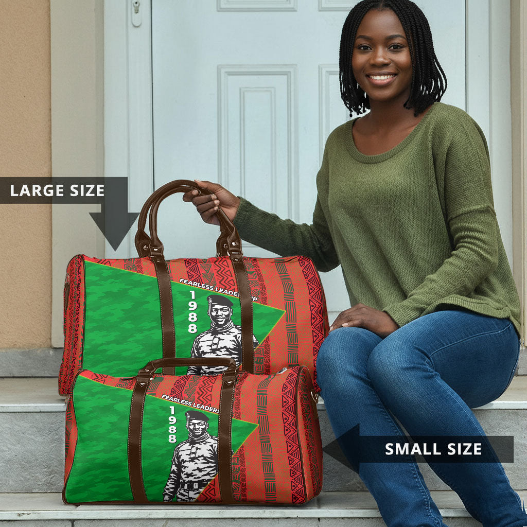 Ibrahim Traore Burkina Faso Fearless Leadership Travel Bag West African Tribal Pattern And Patriotic Camo Art