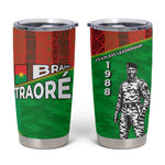 Ibrahim Traore Burkina Faso Fearless Leadership Tumbler Cup West African Tribal Pattern And Patriotic Camo Art