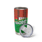 Ibrahim Traore Burkina Faso Fearless Leadership Tumbler Cup West African Tribal Pattern And Patriotic Camo Art