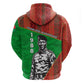 Ibrahim Traore Burkina Faso Fearless Leadership Zip Hoodie West African Tribal Pattern And Patriotic Camo Art