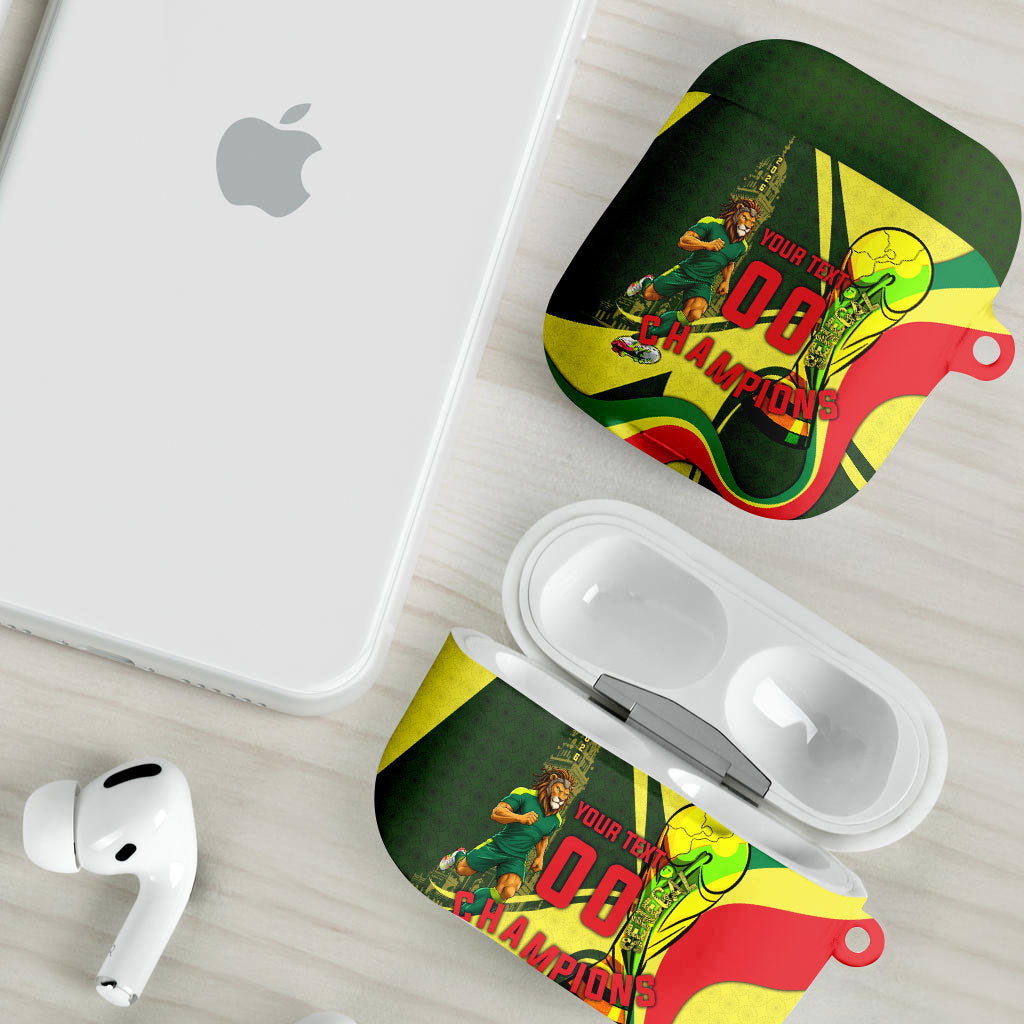 Personalized Senegal Champions World Football 2026 AirPods Case Lions Of Teranga - Great Mosque Of Touba Pattern
