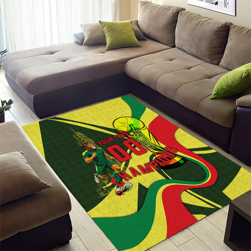 Personalized Senegal Champions World Football 2026 Area Rug Lions Of Teranga - Great Mosque Of Touba Pattern