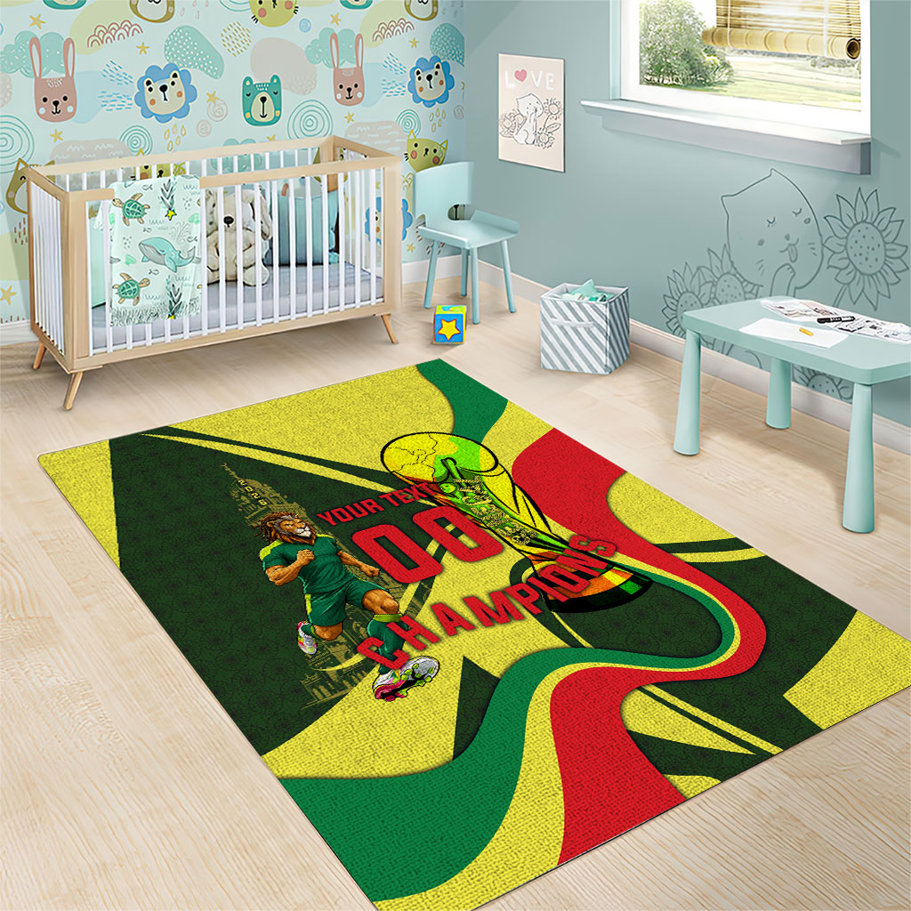 Personalized Senegal Champions World Football 2026 Area Rug Lions Of Teranga - Great Mosque Of Touba Pattern