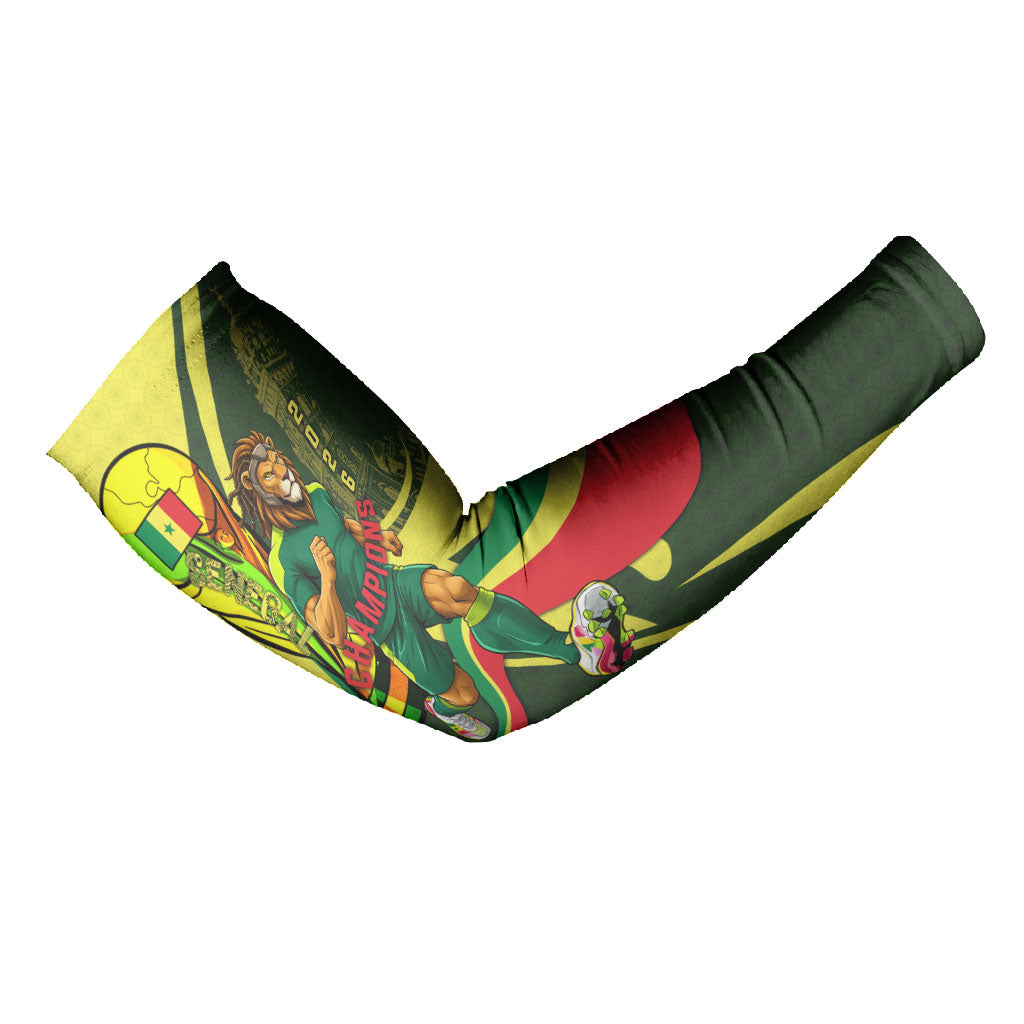 Personalized Senegal Champions World Football 2026 Arm Sleeves Lions Of Teranga - Great Mosque Of Touba Pattern