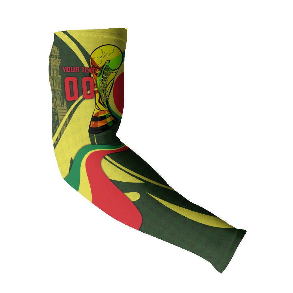 Personalized Senegal Champions World Football 2026 Arm Sleeves Lions Of Teranga - Great Mosque Of Touba Pattern