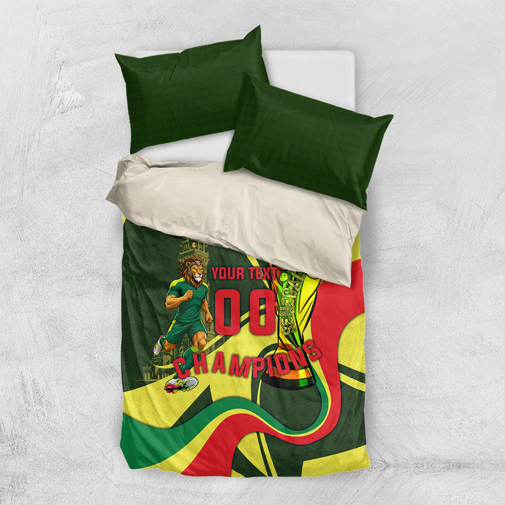 Personalized Senegal Champions World Football 2026 Bedding Set Lions Of Teranga - Great Mosque Of Touba Pattern