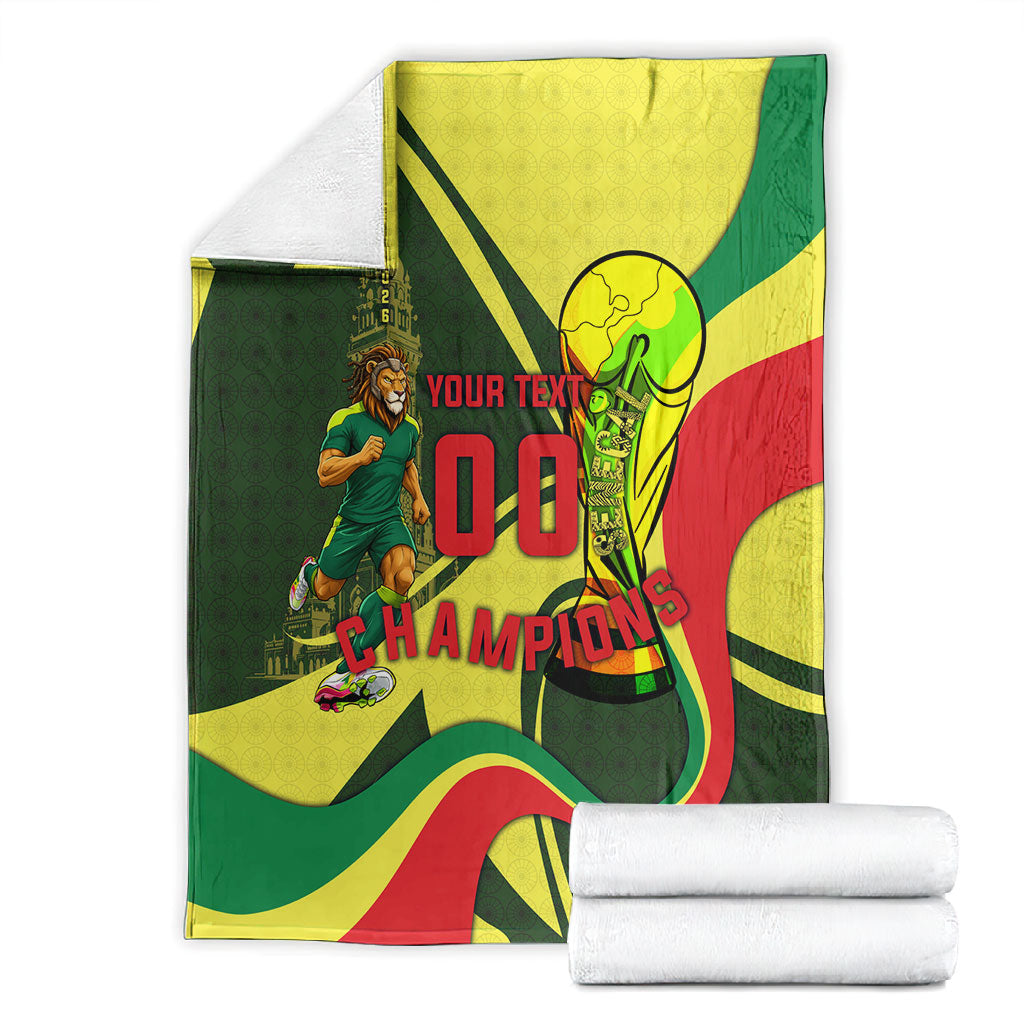 Personalized Senegal Champions World Football 2026 Blanket Lions Of Teranga - Great Mosque Of Touba Pattern