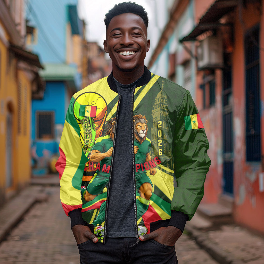 Personalized Senegal Champions World Football 2026 Bomber Jacket Lions Of Teranga - Great Mosque Of Touba Pattern