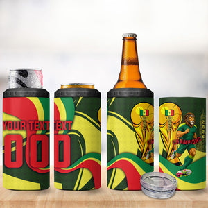 Personalized Senegal Champions World Football 2026 4 in 1 Can Cooler Tumbler Lions Of Teranga - Great Mosque Of Touba Pattern