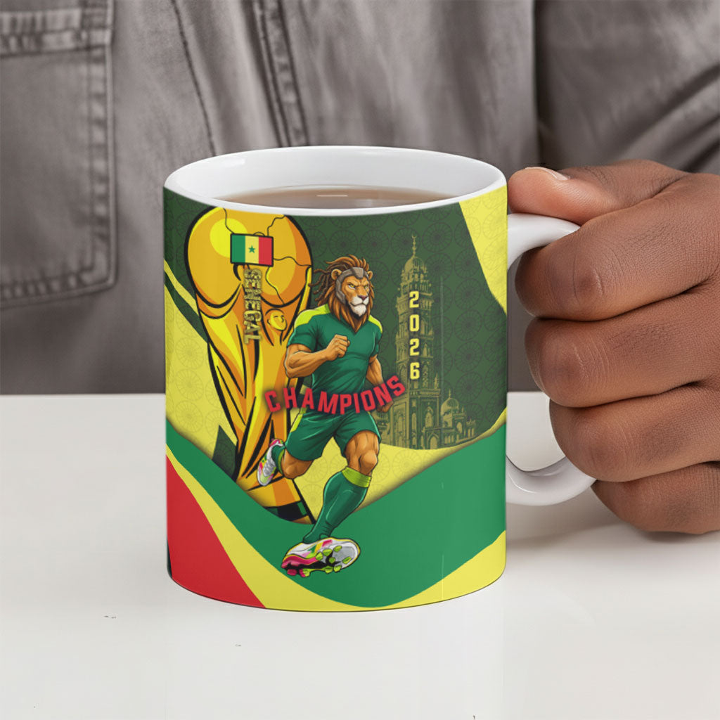 Personalized Senegal Champions World Football 2026 Ceramic Mug Lions Of Teranga - Great Mosque Of Touba Pattern