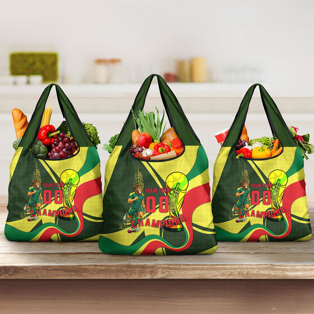 Personalized Senegal Champions World Football 2026 Grocery Bag Lions Of Teranga - Great Mosque Of Touba Pattern