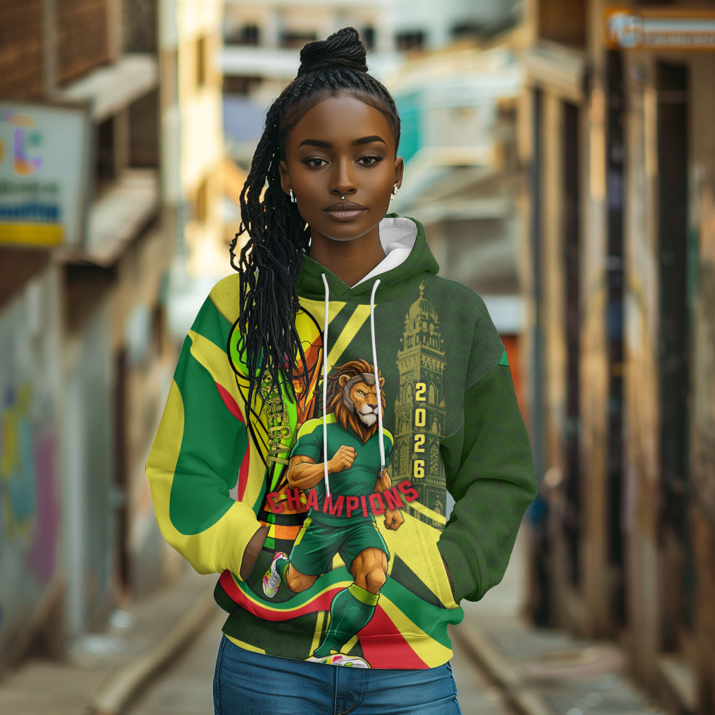 Personalized Senegal Champions World Football 2026 Hoodie Lions Of Teranga - Great Mosque Of Touba Pattern