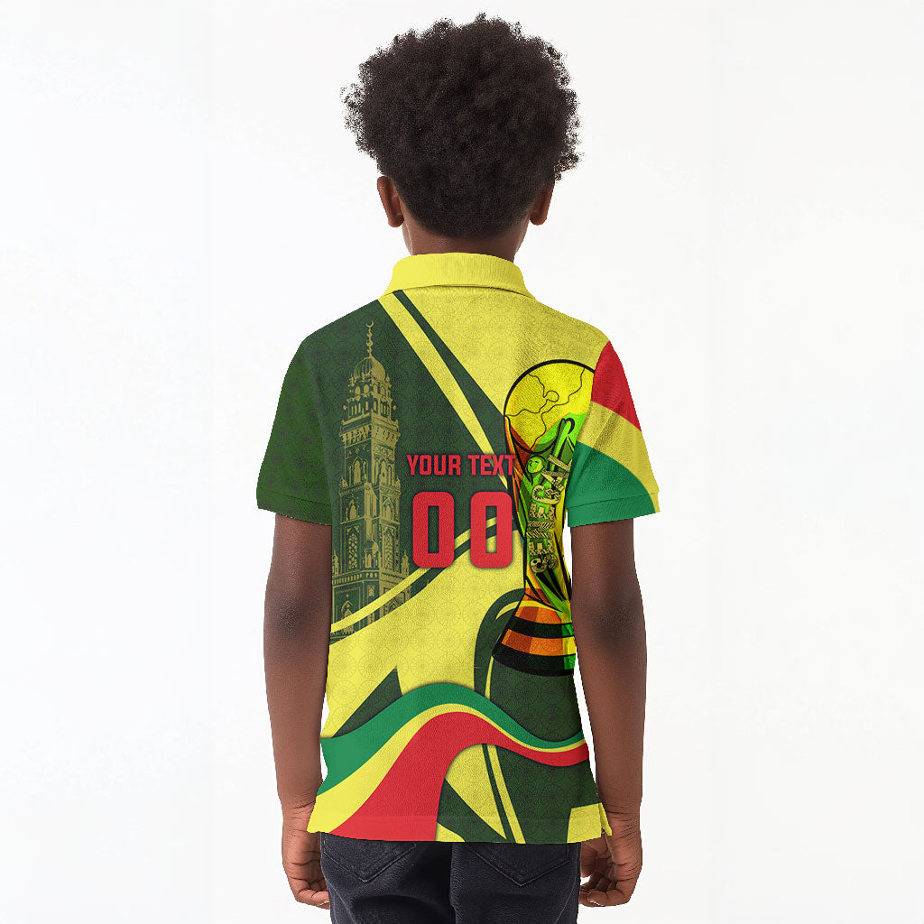 Personalized Senegal Champions World Football 2026 Kid Polo Shirt Lions Of Teranga - Great Mosque Of Touba Pattern