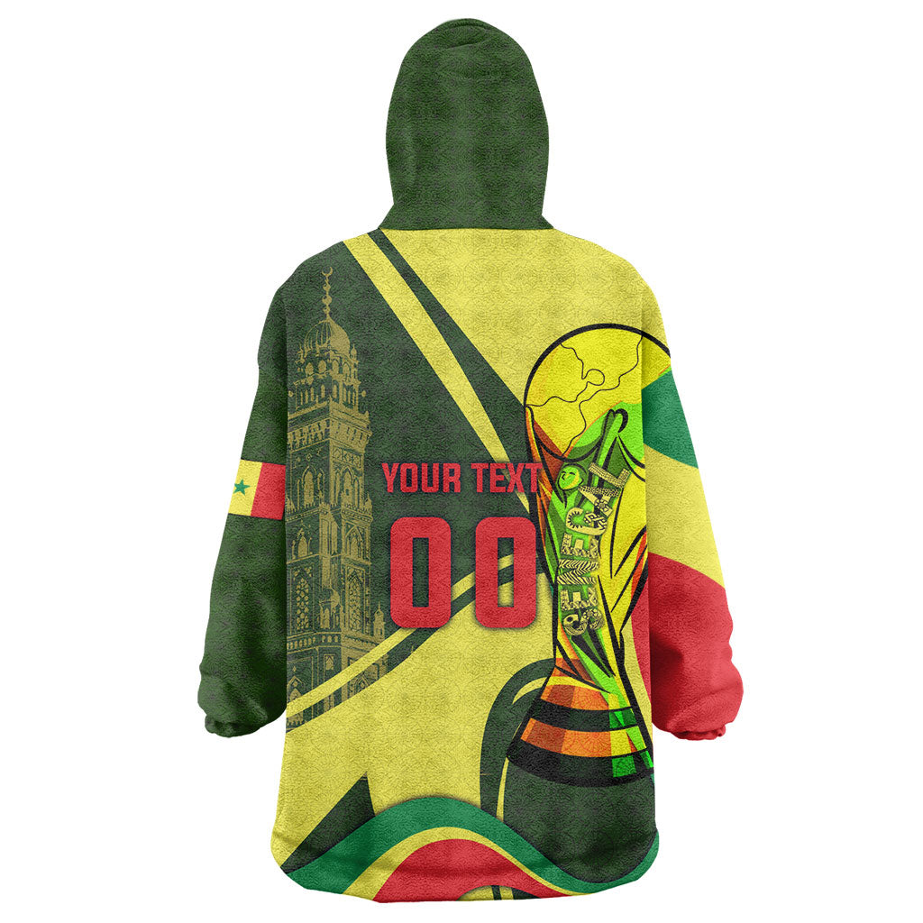 Personalized Senegal Champions World Football 2026 Kid Wearable Blanket Hoodie Lions Of Teranga - Great Mosque Of Touba Pattern