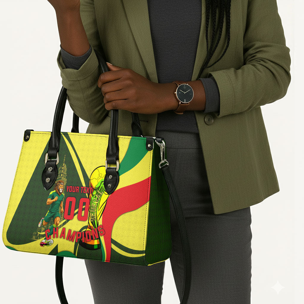 Personalized Senegal Champions World Football 2026 Leather Bag Lions Of Teranga - Great Mosque Of Touba Pattern