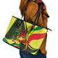 Personalized Senegal Champions World Football 2026 Leather Tote Bag Lions Of Teranga - Great Mosque Of Touba Pattern