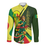 Personalized Senegal Champions World Football 2026 Long Sleeve Button Shirt Lions Of Teranga - Great Mosque Of Touba Pattern