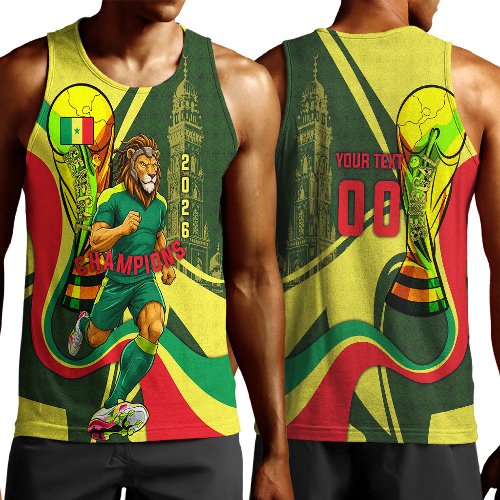 Personalized Senegal Champions World Football 2026 Men Tank Top Lions Of Teranga - Great Mosque Of Touba Pattern