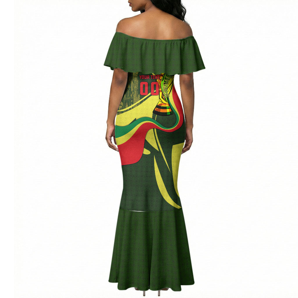 Personalized Senegal Champions World Football 2026 Mermaid Dress Lions Of Teranga - Great Mosque Of Touba Pattern