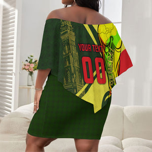 Personalized Senegal Champions World Football 2026 Off Shoulder Short Dress Lions Of Teranga - Great Mosque Of Touba Pattern