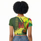 Personalized Senegal Champions World Football 2026 Raglan Cropped T shirt Lions Of Teranga - Great Mosque Of Touba Pattern
