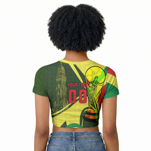 Personalized Senegal Champions World Football 2026 Raglan Cropped T shirt Lions Of Teranga - Great Mosque Of Touba Pattern