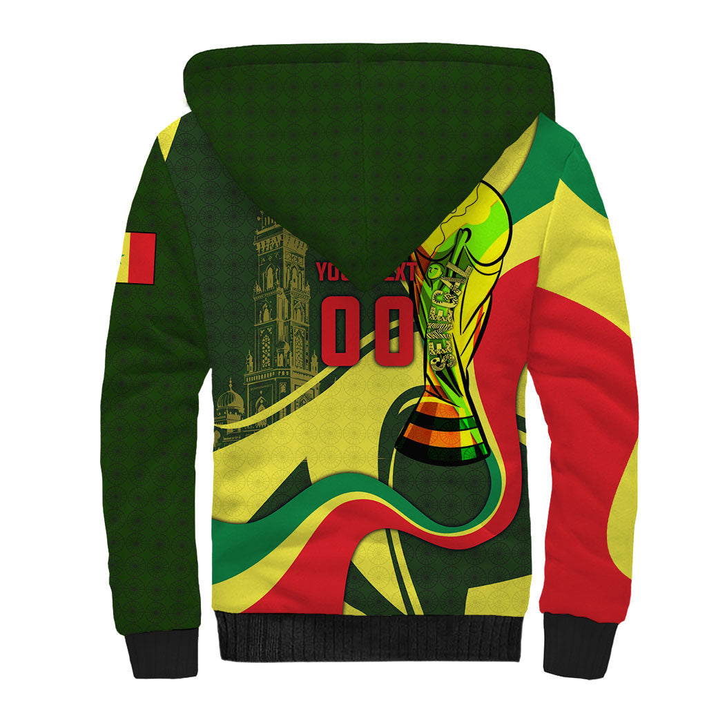 Personalized Senegal Champions World Football 2026 Sherpa Hoodie Lions Of Teranga - Great Mosque Of Touba Pattern