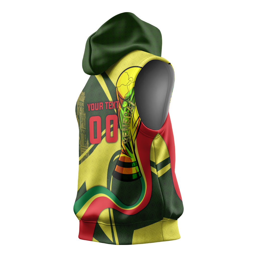 Personalized Senegal Champions World Football 2026 Sleeveless Hoodie Lions Of Teranga - Great Mosque Of Touba Pattern