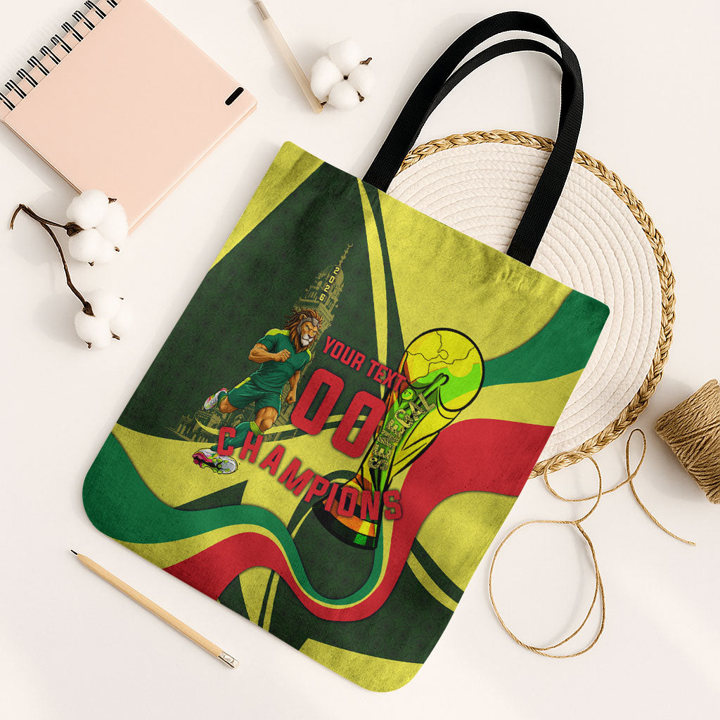 Personalized Senegal Champions World Football 2026 Tote Bag Lions Of Teranga - Great Mosque Of Touba Pattern