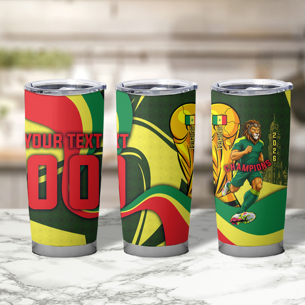 Personalized Senegal Champions World Football 2026 Tumbler Cup Lions Of Teranga - Great Mosque Of Touba Pattern