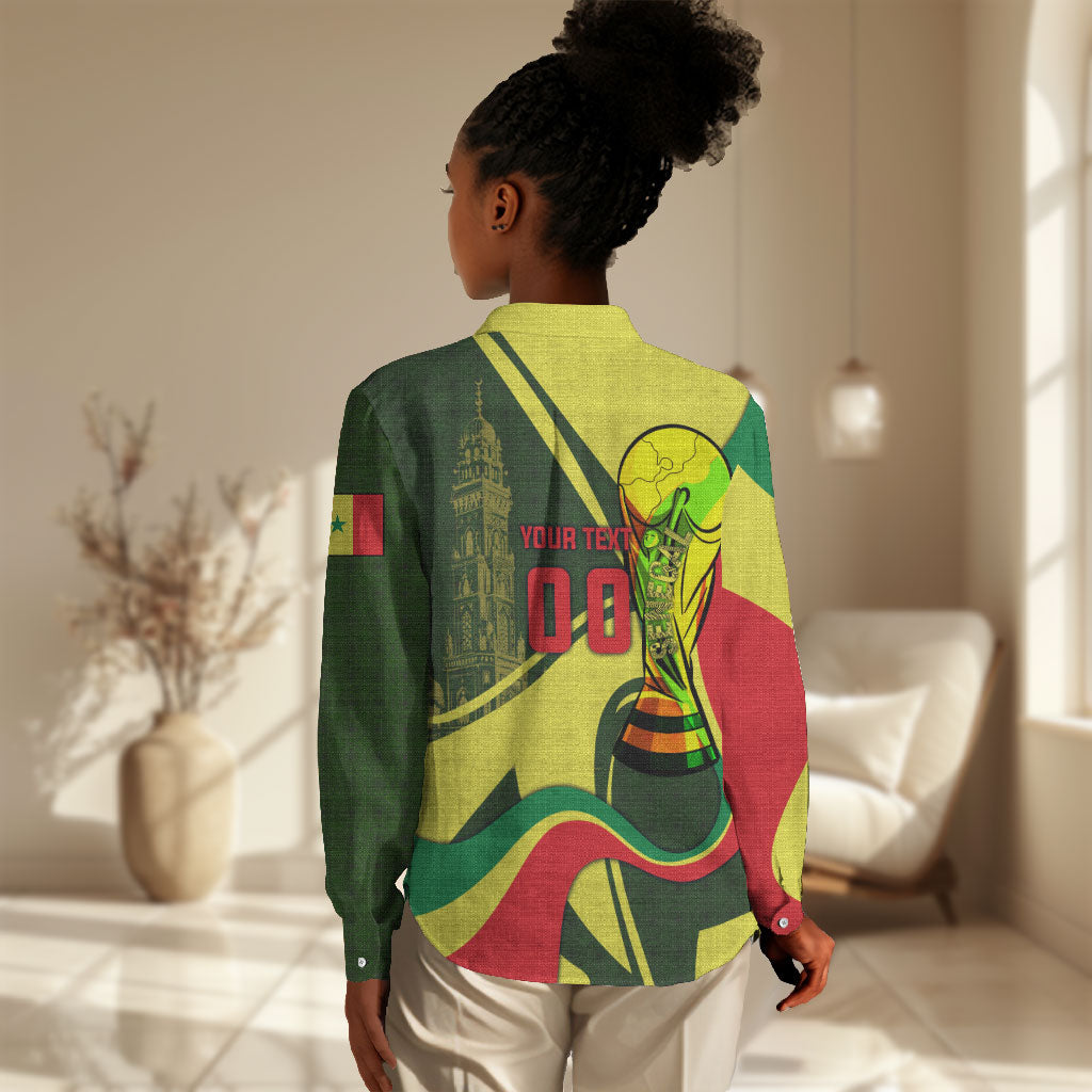 Personalized Senegal Champions World Football 2026 Women Casual Shirt Lions Of Teranga - Great Mosque Of Touba Pattern