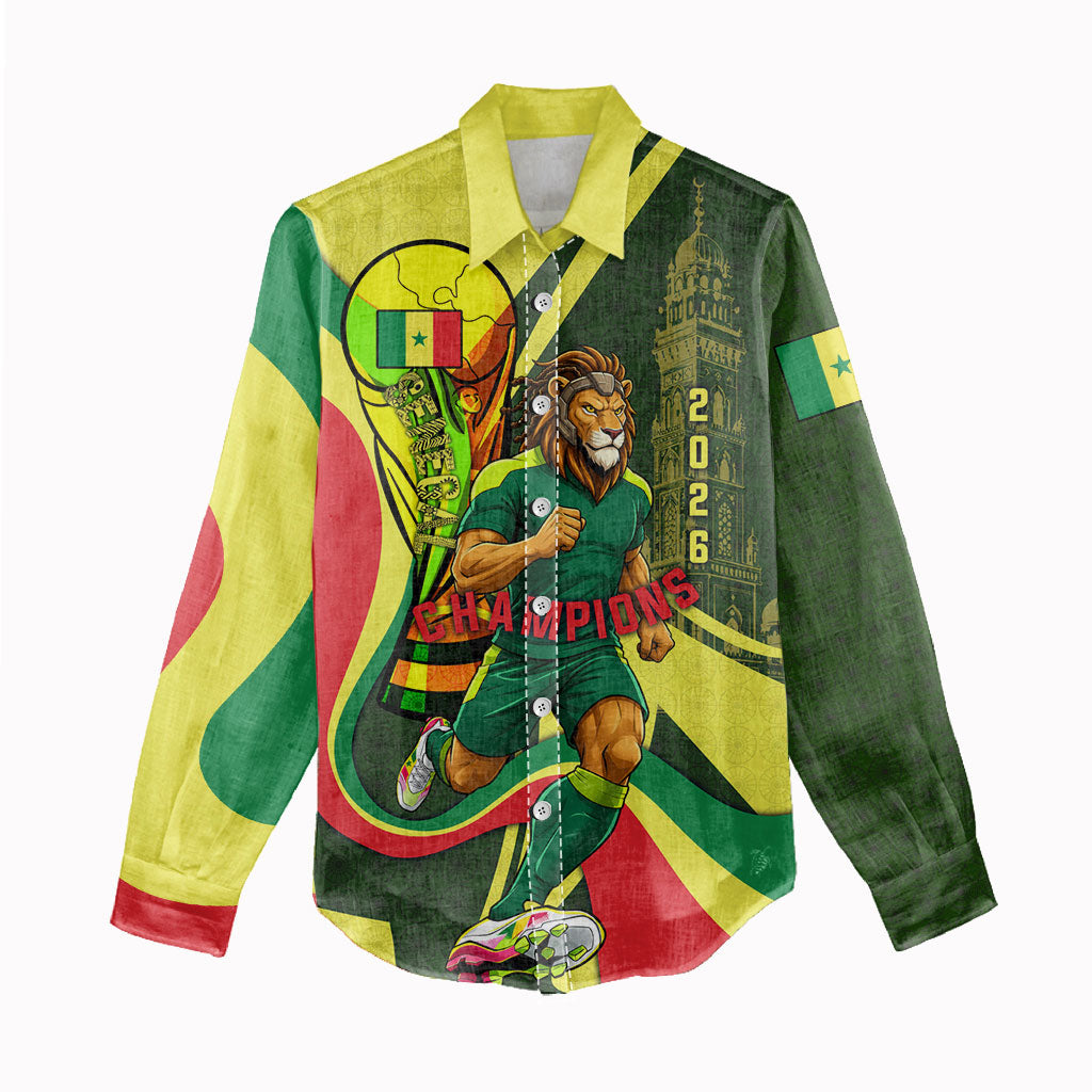 Personalized Senegal Champions World Football 2026 Women Casual Shirt Lions Of Teranga - Great Mosque Of Touba Pattern