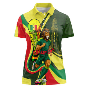 Personalized Senegal Champions World Football 2026 Women Polo Shirt Lions Of Teranga - Great Mosque Of Touba Pattern