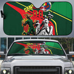 Custom Senegal Champions Football 2026 Auto Sun Shade Teranga Lions G.O.A.T Mascot - African Renaissance Monument