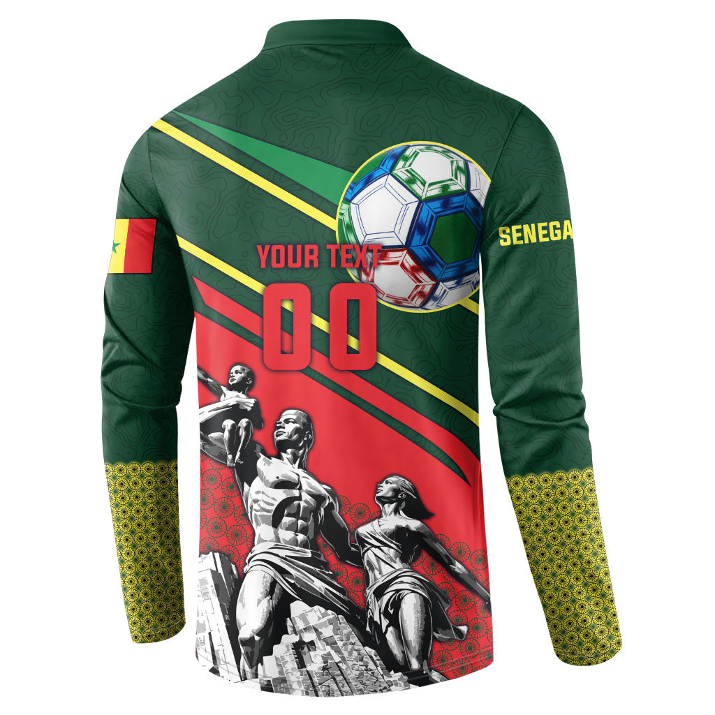 Custom Senegal Champions Football 2026 Button Sweatshirt Teranga Lions G.O.A.T Mascot - African Renaissance Monument