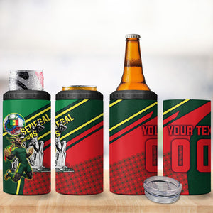Custom Senegal Champions Football 2026 4 in 1 Can Cooler Tumbler Teranga Lions G.O.A.T Mascot - African Renaissance Monument