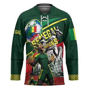 Custom Senegal Champions Football 2026 Hockey Jersey Teranga Lions G.O.A.T Mascot - African Renaissance Monument