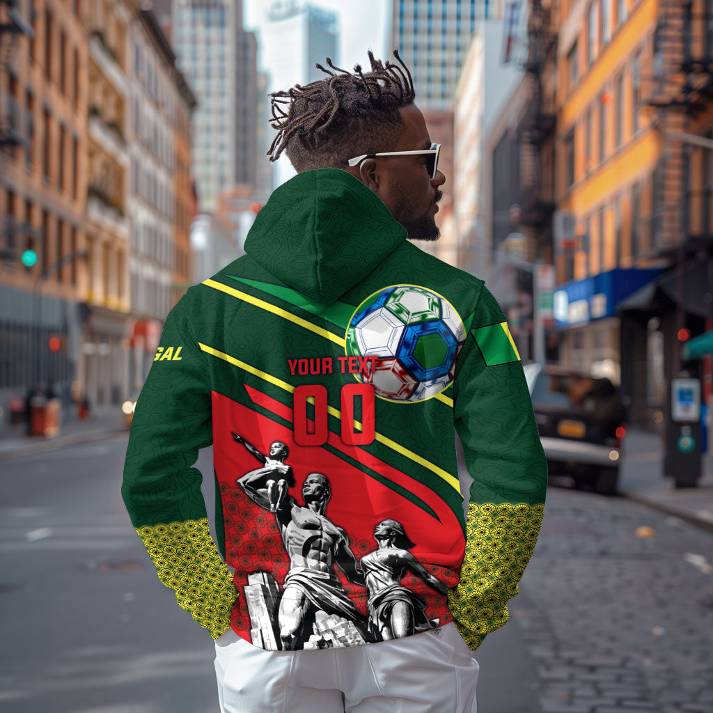 Custom Senegal Champions Football 2026 Hoodie Teranga Lions G.O.A.T Mascot - African Renaissance Monument