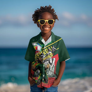 Custom Senegal Champions Football 2026 Kid Hawaiian Shirt Teranga Lions G.O.A.T Mascot - African Renaissance Monument