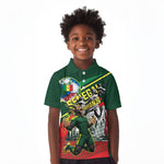 Custom Senegal Champions Football 2026 Kid Polo Shirt Teranga Lions G.O.A.T Mascot - African Renaissance Monument
