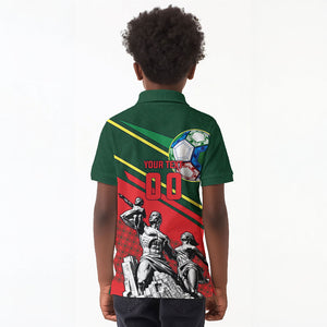 Custom Senegal Champions Football 2026 Kid Polo Shirt Teranga Lions G.O.A.T Mascot - African Renaissance Monument