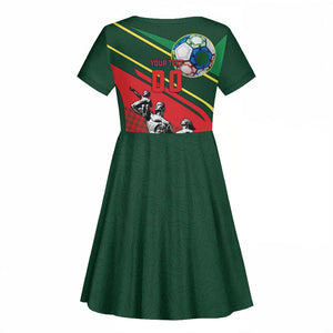 Custom Senegal Champions Football 2026 Kid Short Sleeve Dress Teranga Lions G.O.A.T Mascot - African Renaissance Monument