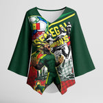 Custom Senegal Champions Football 2026 Kimono Sleeve Blouse Teranga Lions G.O.A.T Mascot - African Renaissance Monument