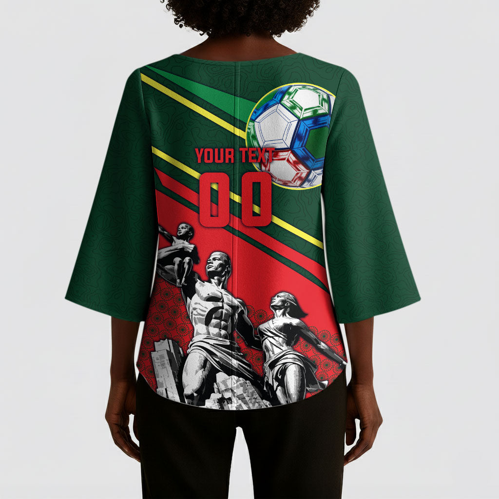 Custom Senegal Champions Football 2026 Kimono Sleeve Blouse Teranga Lions G.O.A.T Mascot - African Renaissance Monument
