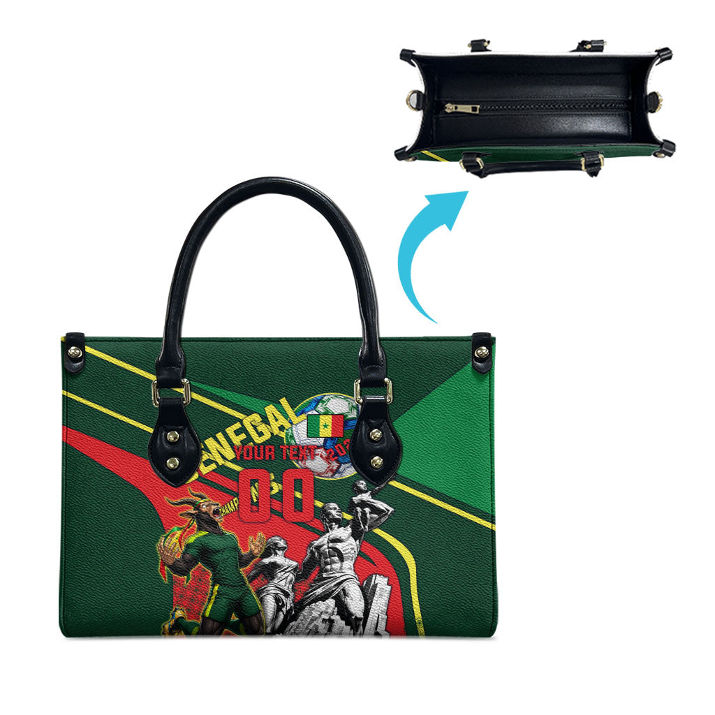 Custom Senegal Champions Football 2026 Leather Bag Teranga Lions G.O.A.T Mascot - African Renaissance Monument