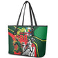 Custom Senegal Champions Football 2026 Leather Tote Bag Teranga Lions G.O.A.T Mascot - African Renaissance Monument
