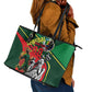 Custom Senegal Champions Football 2026 Leather Tote Bag Teranga Lions G.O.A.T Mascot - African Renaissance Monument